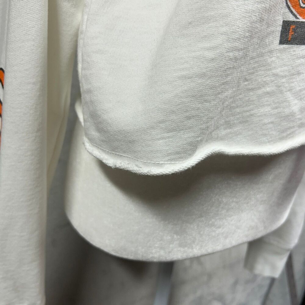Junk Food Crop Raw Hem Cleveland Browns Football Sweatshirt Sz S White - Picture 3 of 8